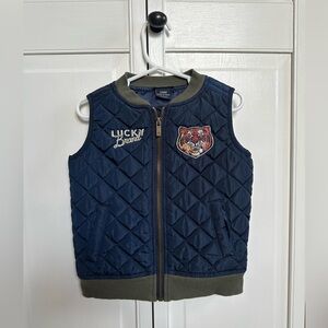 Lucky Brand 24 Month Blue Quilted Vest with Tiger Emblem